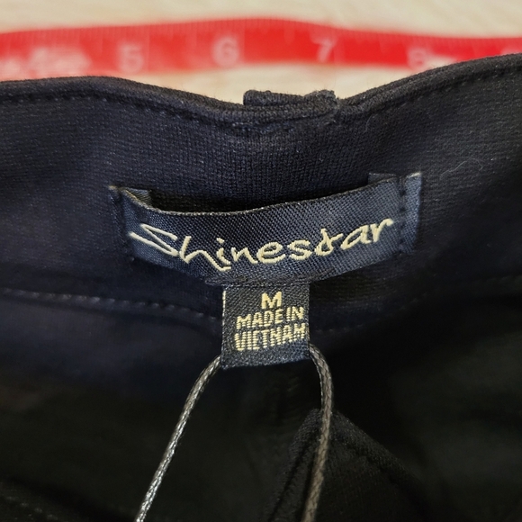 ShineStar Women Black Skinny Dress Pants w/ front slits size Medium - Picture 7 of 8